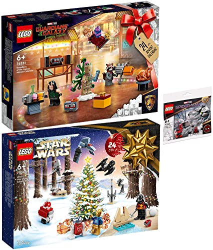 Lego 3er Set: 76231 Guardians of The Galaxy Adventskalender, 75340 Star Wars Adventskalender & 30443 Spider-Mans Brückenduell von BRICKCOMPLETE