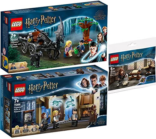 Lego 3er Set: 76400 Hogwarts Kutsche mit Thestralen, 75966 Der Raum der Wünsche auf Schloss Hogwarts & 30392 Hermines Schreibtisch von BRICKCOMPLETE