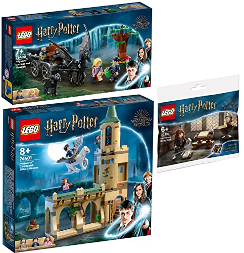 Lego 3er Set: 76400 Hogwarts Kutsche mit Thestralen, 76401 Hogwarts: Sirius? Rettung & 30392 Hermines Schreibtisch von BRICKCOMPLETE