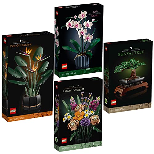 Lego 4er Set: 10311 Orchidee, 10289 Paradiesvogelblume, 10281 Bonsai Baum & 10280 Blumenstrauß von BRICKCOMPLETE
