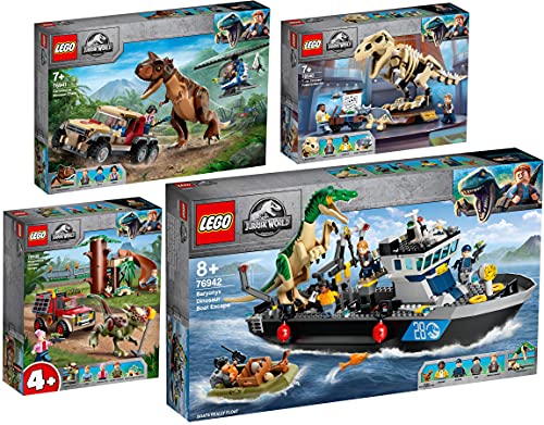 Lego 4er Set: 76939 Flucht des Stygimoloch, 76940 T. Rex-Skelett in der Fossilienausstellung, 76941 Verfolgung des Carnotaurus & 76942 Flucht des Baryonyx von BRICKCOMPLETE