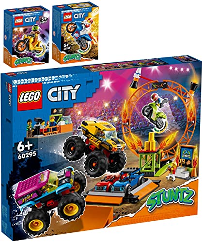 Lego City 3er Set: 60295 Stuntshow-Arena, 60297 Power-Stuntbike & 60298 Raketen-Stuntbike von BRICKCOMPLETE
