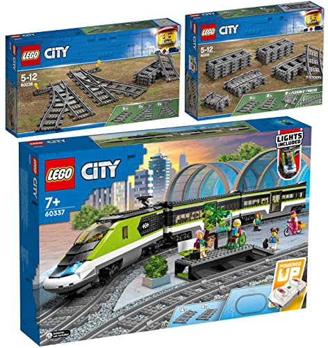 Lego City 3er Set: 60337 Personen-Schnellzug, 60238 Weichen & 60205 Schienen von BRICKCOMPLETE