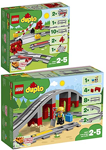 BRICKCOMPLETE Lego Duplo 2er Set: 10882 Eisenbahn Schienen & 10872 Eisenbahnbrücke und Schienen von BRICKCOMPLETE