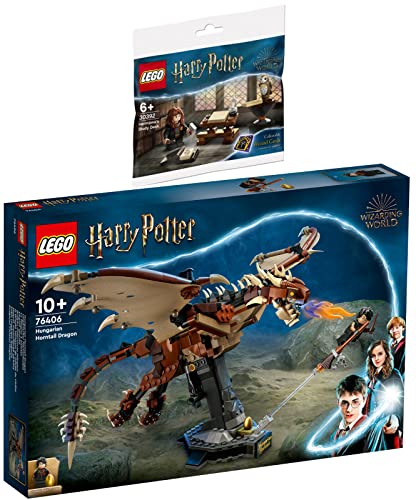 Lego Harry Potter 2er Set: 76406 Ungarischer Hornschwanz & 30392 Hermines Schreibtisch von BRICKCOMPLETE