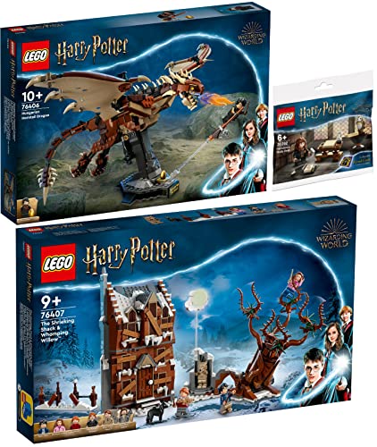 Lego Harry Potter 3er Set: 76407 Heulende Hütte und Peitschende Weide, 76406 Ungarischer Hornschwanz & 30392 Hermines Schreibtisch von BRICKCOMPLETE