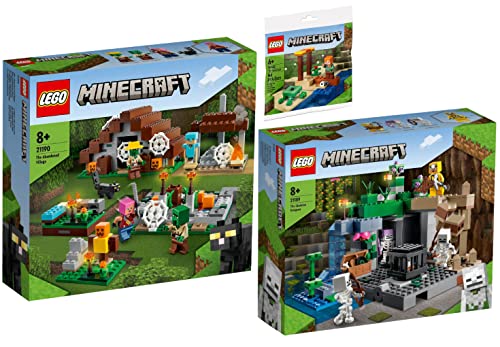 Lego Minecraft 3er Set: 21189 Das Skelettverlies, 21190 Das verlassene Dorf & 30432 Schildkrötenstrand von BRICKCOMPLETE