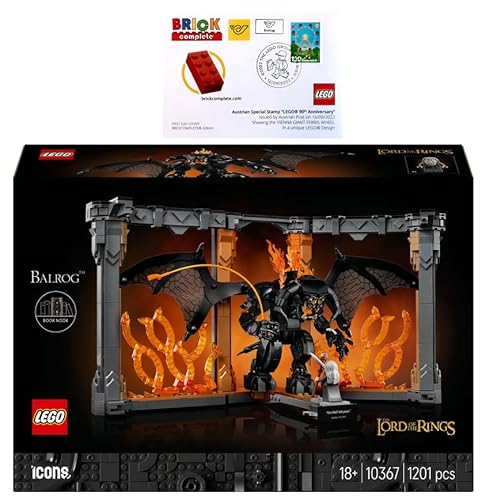 BRICKCOMPLETE Lego Set: 10367 Der Herr der Ringe: Balrog Bücherstütze & Erstagsbrief mit Sonderstempel / 90 Jahre Lego Edition von BRICKCOMPLETE