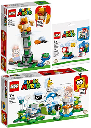 Lego Super Mario 3er Set: 71388 Kippturm mit Sumo-Bruder-Boss, 71389 Lakitus Wolkenwelt & 30385 Superpilz Überaschung von BRICKCOMPLETE