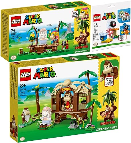 Lego 3er Set: 71424 Donkey Kongs Baumhaus Erweiterungsset, 71421 Dixie Kongs Dschungel-Jam Erweiterungsset & 30389 Fuzzy & Pilz-Plattform Erweiterungsset von BRICKCOMPLETE