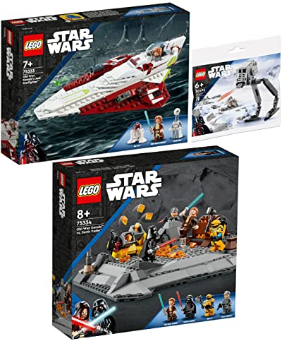 Lego 3er Set: 75333 Obi-Wan Kenobis Jedi Starfighter, 75334 Obi-Wan Kenobi vs. Darth Vader & 30495 at-ST Polybag von BRICKCOMPLETE