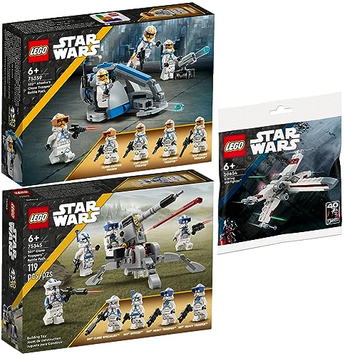 Lego 3er Set: 75359 Ahsokas Clone Trooper der 332. Kompanie Battle Pack, 75345 501st Clone Troopers Battle Pack & 30654 X-Wing Starfighter von BRICKCOMPLETE