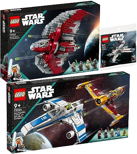 Lego 3er Set: 75364 New Republic E-Wing vs. Shin Hatis Starfighter, 75362 Ahsoka Tanos T-6 Jedi Shuttle & 30654 X-Wing Starfighter Polybag von BRICKCOMPLETE
