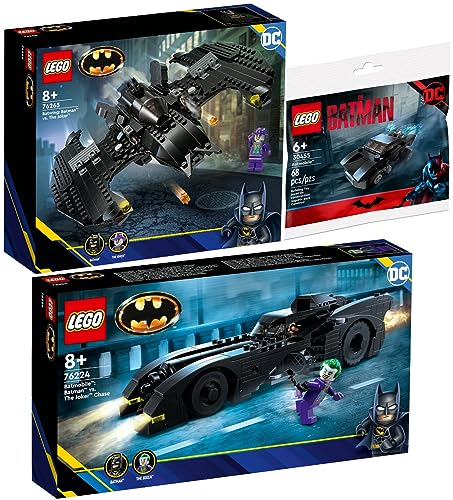 Lego 3er Set: 76265 Batwing: Batman vs. Joker, 76224 Batmobile: Batman verfolgt den Joker & 30455 Batmobile Polybag von BRICKCOMPLETE