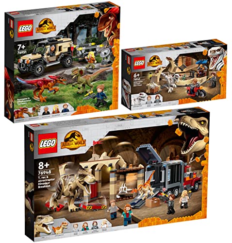 Lego 3er Set: 76951 Pyroraptor & Dilophosaurus Transport, 76948 T. Rex & Atrociraptor: Dinosaurier Ausbruch & 76945 Atrociraptor: Motorradverfolgungsjagd Lego 3er Set: 76951 Pyroraptor & Dilophosaurus Transport, 76948 T. Rex & Atrociraptor: Dinosaurier Ausbruch & 76945 Atrociraptor: Motorradverfolgungsjagd von BRICKCOMPLETE
