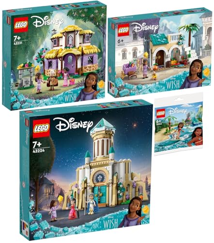 Lego 4er Set: 43223 Asha in der Stadt Rosas, 43224 König Magnificos Schloss, 43231 Ashas Häuschen & 30646 Vaianas Delfinbucht von BRICKCOMPLETE