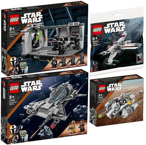 Lego 4er Set: 75363 N-1 Starfighter des Mandalorianers Microfighter, 75346 Snubfighter der Piraten, 75324 Angriff der Dark Trooper & 30654 X-Wing Starfighter von BRICKCOMPLETE