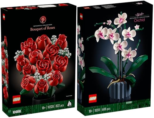 Lego Blumen Set: 10328 Rosenstrauß & 10311 Orchidee von BRICKCOMPLETE