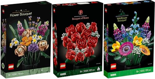 Lego Botanik Kollektion: 10328 Rosenstrauß, 10313 Wildblumenstrauß & 10280 Blumenstrauß von BRICKCOMPLETE