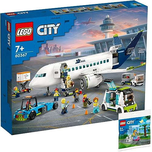 Lego City 2er Set: 60367 Passagierflugzeug & 30639 Hundepark und Roller von BRICKCOMPLETE