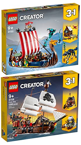 Lego Creator 2er Set: 31132 Wikingerschiff mit Midgardschlange & 31109 Piratenschiff von BRICKCOMPLETE