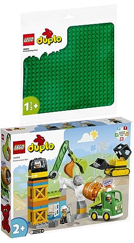 Lego DUPLO 2er Set: 10990 Baustelle mit Baufahrzeugen & 10980 Bauplatte in Grün von BRICKCOMPLETE
