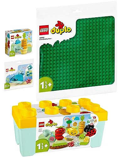 Lego DUPLO 4er Set: 10984 Biogarten, 10981 Wachsende Karotte, 10980 Bauplatte in Grün & 30648 Wal von BRICKCOMPLETE