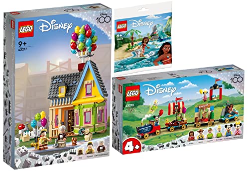 Lego Disney 3er Set: 43217 Carls Haus aus Oben, 43212 Disney Geburtstagszug & 30646 Vaianas Delfinbucht von BRICKCOMPLETE