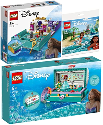 Lego Disney 3er Set: 43229 Arielles Schatztruhe, 43213 Die kleine Meerjungfrau Märchenbuch & 30646 Vaianas Delfinbucht von BRICKCOMPLETE