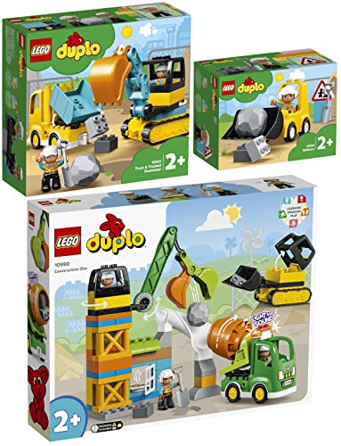 Lego Duplo 3er Set: 10990 Baustelle mit Baufahrzeugen, 10931 Bagger und Laster & 10930 Radlader von BRICKCOMPLETE