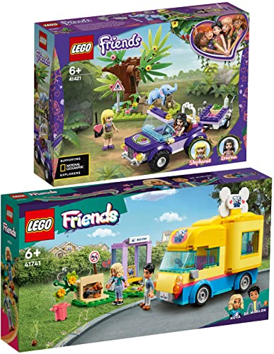 Lego Friends 2er Set: 41421 Rettung des Elefantenbabys mit Transporter & 41741 Hunderettungswagen von BRICKCOMPLETE