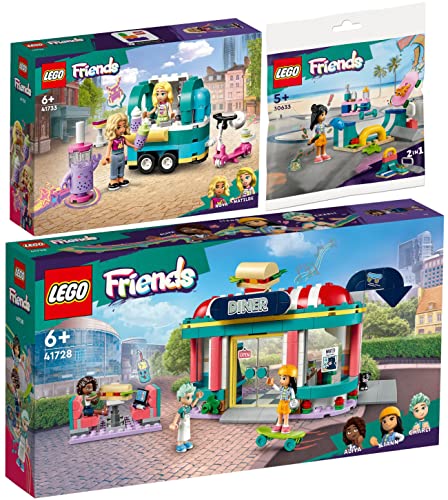 Lego Friends 3er Set: 41728 Restaurant, 41733 Bubble-Tea-Mobil & 30633 Skateboardrampe von BRICKCOMPLETE