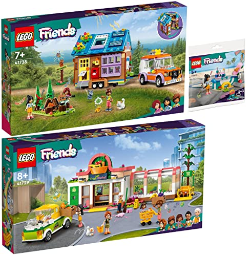 Lego Friends 3er Set: 41729 Bio-Laden, 41735 Mobiles Haus & 30633 Skateboardrampe von BRICKCOMPLETE