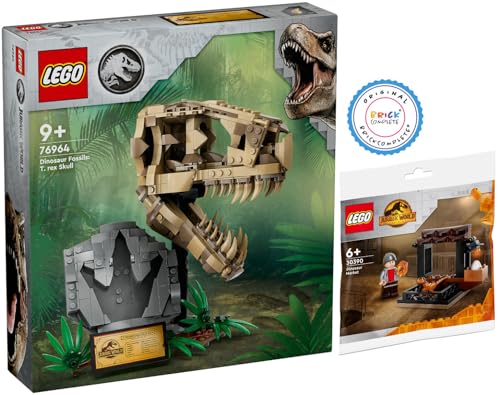 Lego Jurassic Set: 76964 Dinosaurier-Fossilien: T.-rex-Kopf & 30390 Dinosaurier-Markt Polybag von BRICKCOMPLETE