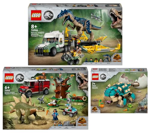 Lego Jurassic World Set: 76966 Dinosaurier-Missionen: Allosaurus-Transporter, 76965 Dinosaurier-Missionen: Entdeckung des Stegosaurus & 76962 Baby Bumpy: Ankylosaurus von BRICKCOMPLETE