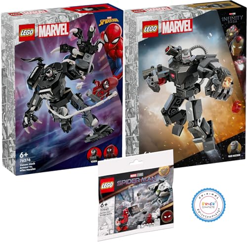 Lego Marvel Set: 76276 Venom Mech vs. Miles Morales, 76277 War Machine Mech & 30443 Spider-Mans Brückenduell von BRICKCOMPLETE