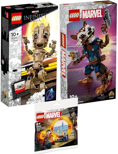 Lego Marvel Set: 76282 Rocket & Baby Groot, 76217 Ich Bin Groot & 30650 Das Dimensionsportal von Doctor Strange von BRICKCOMPLETE