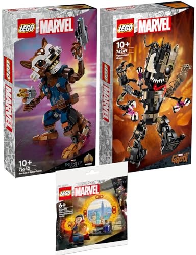 Lego Marvel Set: 76282 Rocket & Baby Groot, 76249 Venomized Groot & 30652 Das Dimensionsportal von Doctor Strange von BRICKCOMPLETE