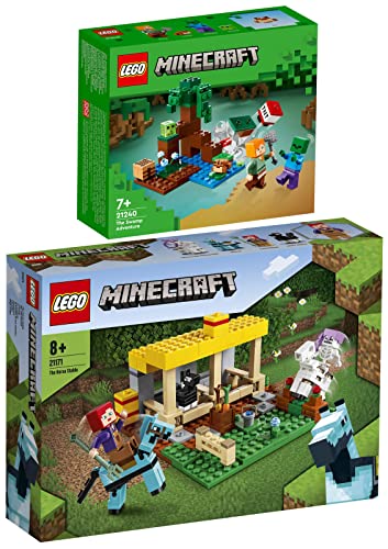 Lego Minecraft 2er Set: 21240 Das Sumpfabenteuer & 21171 Der Pferdestall von BRICKCOMPLETE