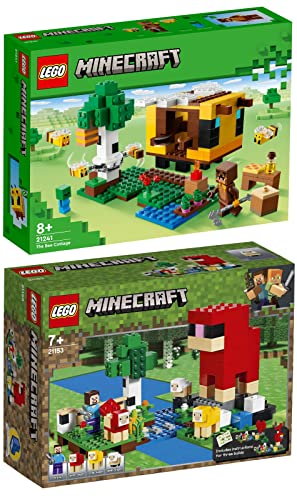 Lego Minecraft 2er Set: 21241 Das Bienenhäuschen & 21153 Die Schaffarm von BRICKCOMPLETE