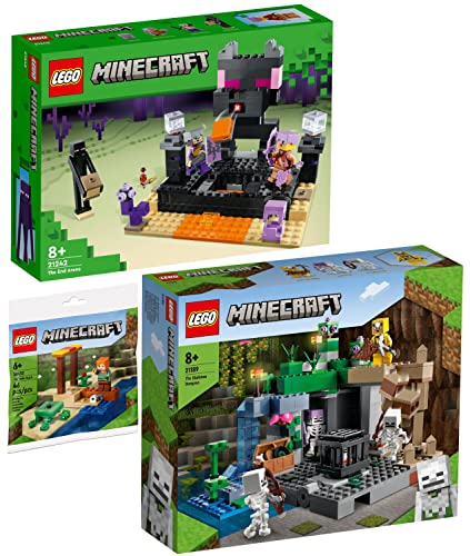 Lego Minecraft 3er Set: 21242 Die End-Arena, 21189 Das Skelettverlies & 30432 Schildkrötenstrand von BRICKCOMPLETE