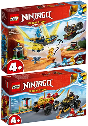 Lego Ninjago 2er Set: 71798 Duell zwischen NYA und Arins Babydrachen & 71789 Verfolgungsjagd mit Kais Flitzer und Ras Motorrad von BRICKCOMPLETE