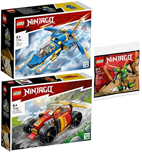 Lego Ninjago 3er Set: 71780 Kais Ninja-Rennwagen EVO, 71784 Jays Donner-Jet EVO & 30593 Lloyd Suit Mech Polybag von BRICKCOMPLETE