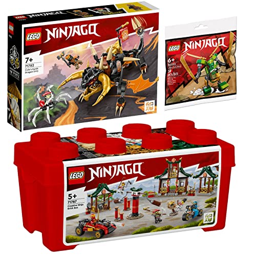 Lego Ninjago 3er Set: 71787 Kreative Ninja Steinebox, 71782 Coles Erddrache EVO & 30593 Lloyd Suit Mech Polybag von BRICKCOMPLETE