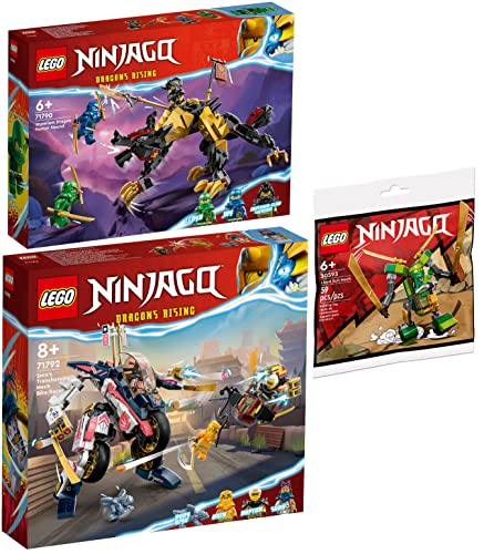 Lego Ninjago 3er Set: 71790 Jagdhund des kaiserlichen Drachenjägers, 71792 Soras Mech-Bike & 30593 Lloyd Suit Mech Polybag von BRICKCOMPLETE