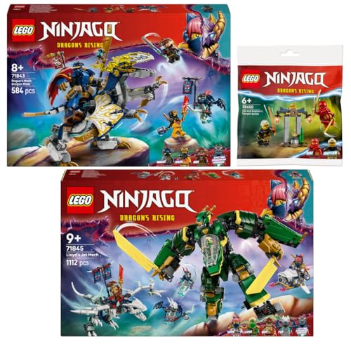 Lego Ninjago 3er Set: 71843 Rogues Mech-Drachenreiter, 71845 Lloyds Jet-Mech & 30650 Kais und Raptons Duell im Tempel von BRICKCOMPLETE