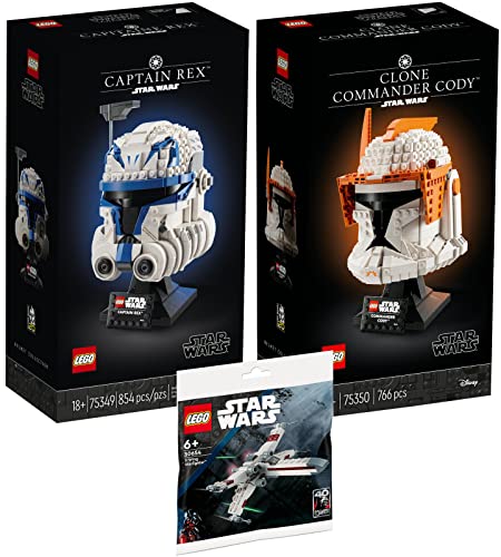 Lego Star Wars 3er Set: 75349 Captain Rex Helm, 75350 Clone Commander Cody Helm & 30654 X-Wing Starfighter von BRICKCOMPLETE