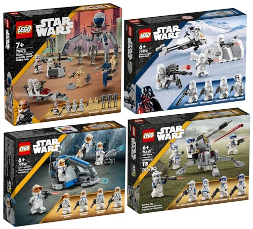 Lego Star Wars Set: 75372 Clone Trooper & Battle Droid Battle Pack, 75359 Clone Trooper der 332. Kompanie Battle Pack, 75345 501st Clone Troopers Battle Pack & 75320 Snowtrooper Battle Pack von LEGO