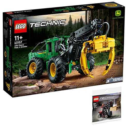 Lego Technic 2er Set: 42157 John De 948L-II Skidder & 30655 Gabelstapler mit Palette Polybag von BRICKCOMPLETE