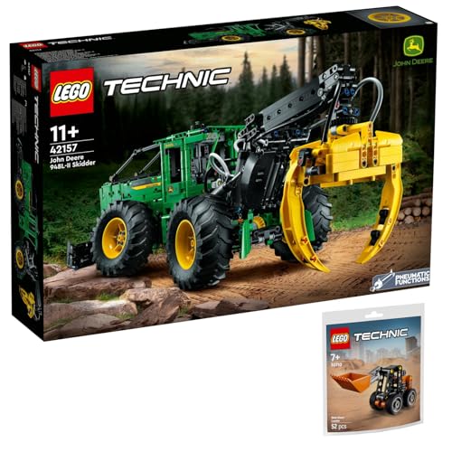 Lego Technic 2er Set: 42157 John De 948L-II Skidder & 30655 Gabelstapler mit Palette Polybag von BRICKCOMPLETE